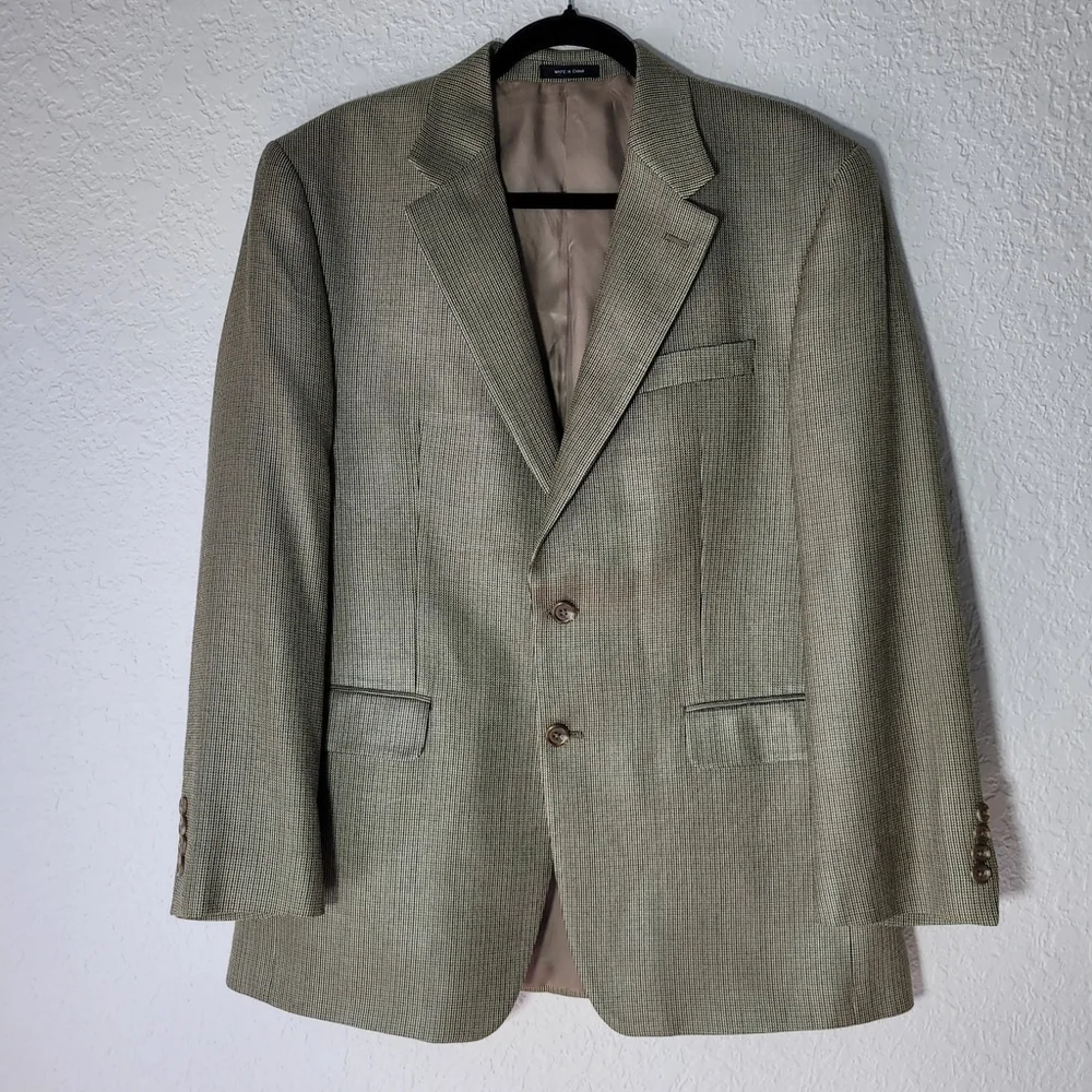 Chaps Blazer Men's 40R Olive Green 100% Silk Sport Coat Jacket 2 Button